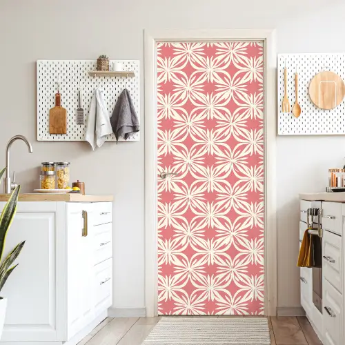 Roze - Bloemenmotief - Wit - Modern deurposter klein 289 -sfeer5