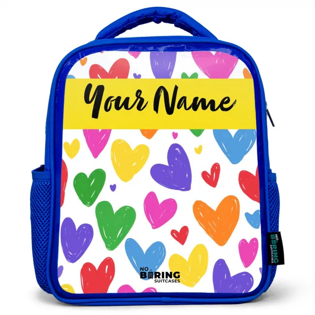 Kids' Backpacks with name Blue -. Hearts - Pattern - Colorful