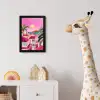 Stad - Roze - Palmbomen fotolijst zwart zonder passe partout klein -usfeer4_kinderkamer