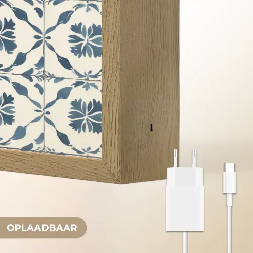 Grafisch - Tegel - Blauw Light Box met batterij (Wandlamp) middel 907 -USP_websiteoplaadbaarNL