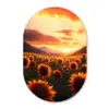 Zonnebloemen - Zonsondergang - Landschap Wandcirkel Ovaal Glas middel -3d