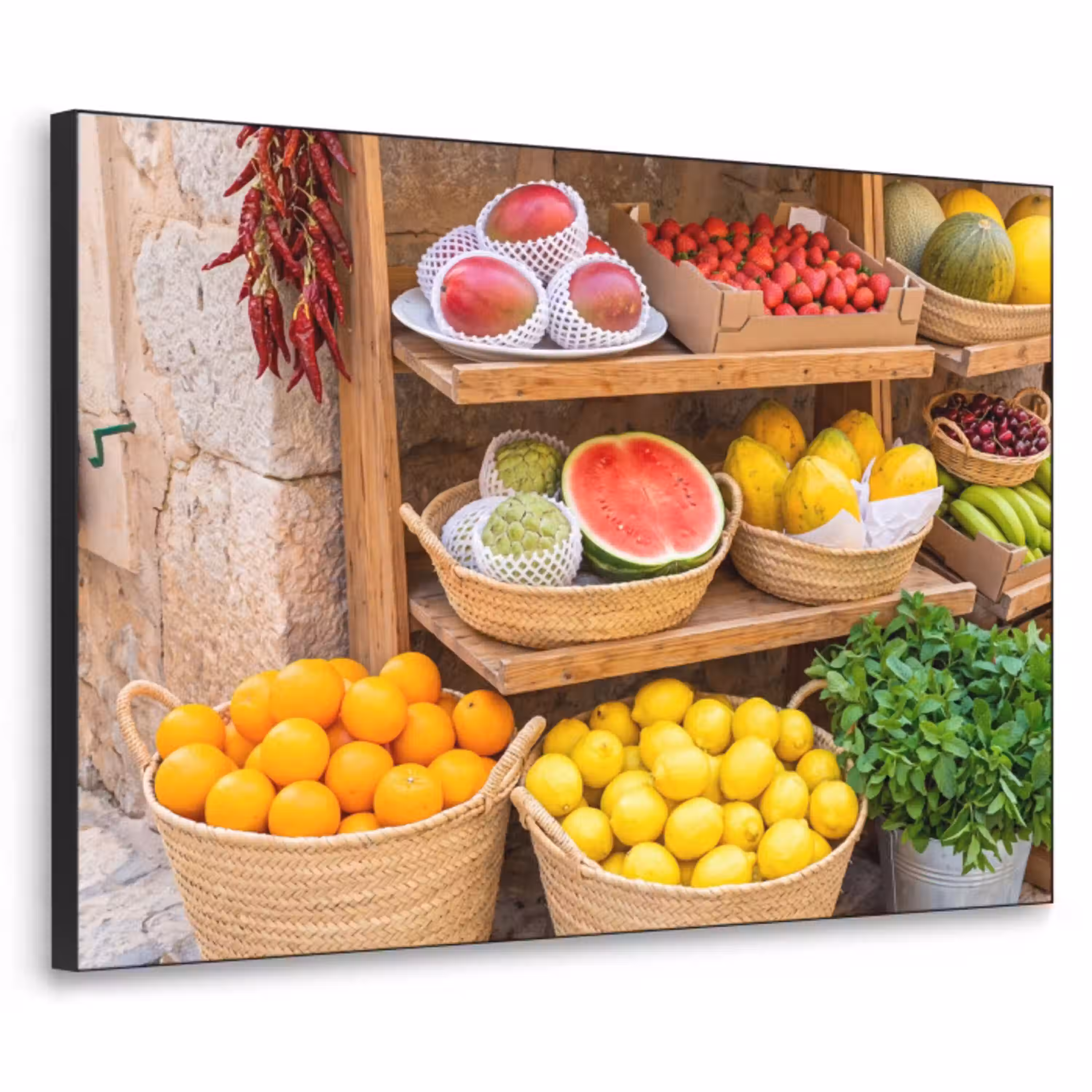 Fruit - Markt - Vers Textielframe zwart klein -3d