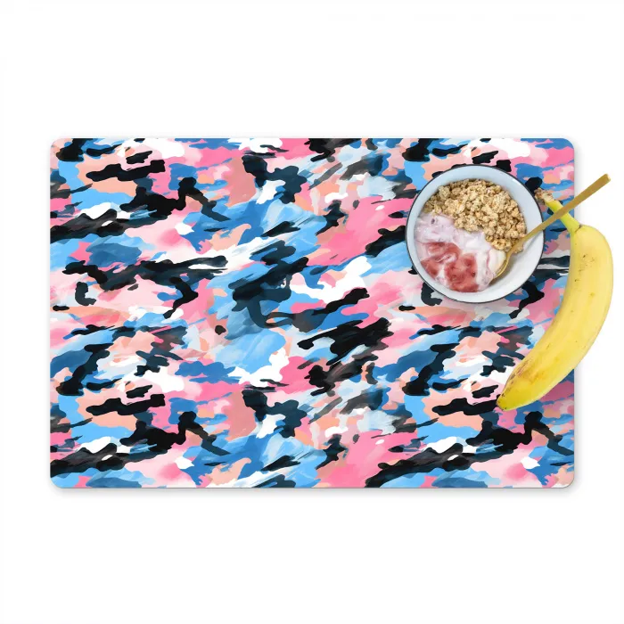 Roze - Blauw - Camouflage Placemat vinyl groot 368 -zzzproduct_Kitchenyeah-website
