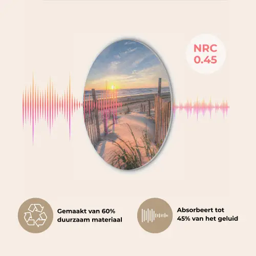 Strand - Zee - Duin - Zonsondergang - Landschap Akoestische PET Vilt - Rond klein -USP_NL
