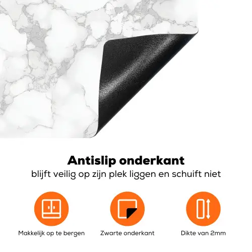 Wit - Marmer - Grijs Inductie beschermer vinyl 3mm klein 276 -zzzzzzz-td-onderkant