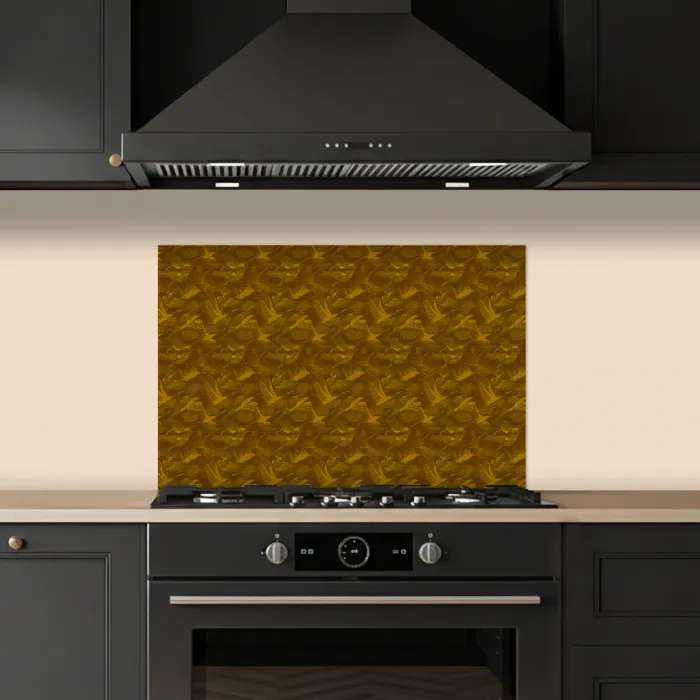 Goud - Vogels - Patroon keuken achterwand spatscherm klein 900 -sfeer1