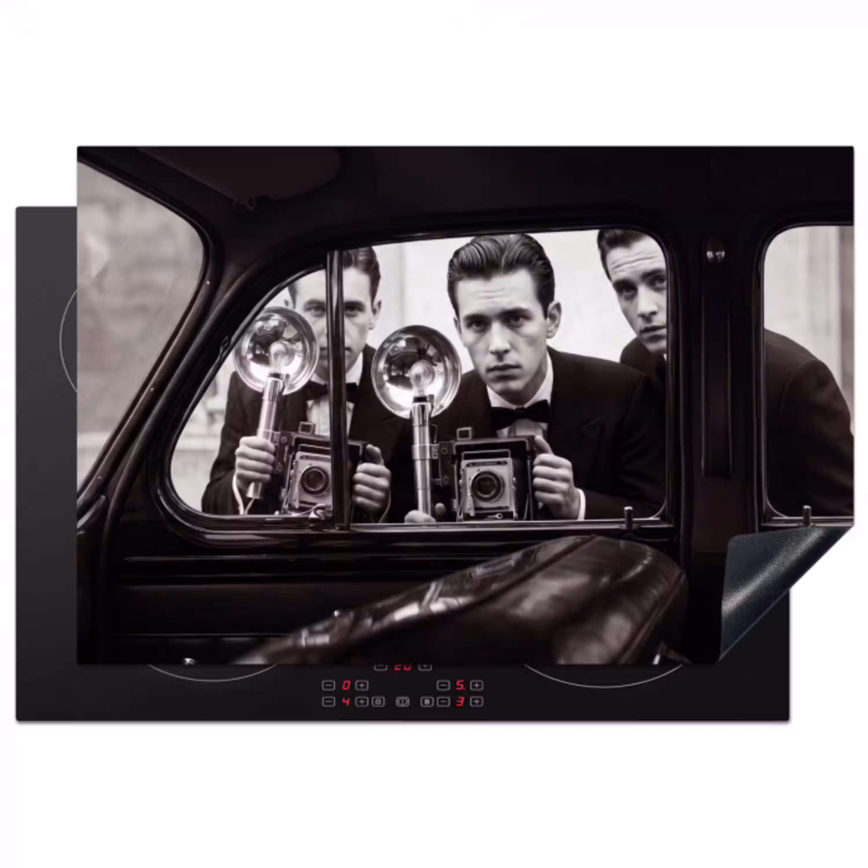 Fotograaf - Camera - Vintage - Journalistiek - Zwart-wit Inductie beschermer vinyl 3mm klein -3d