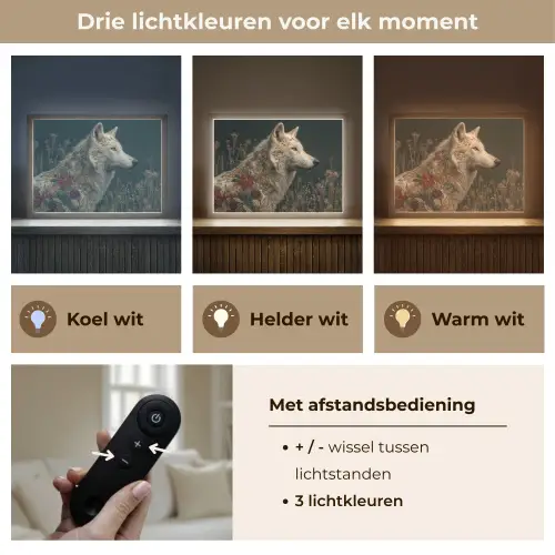 Wolf - Bloemen - Natuur Light Box met batterij (Wandlamp) middel -USP_lichtkleurNL