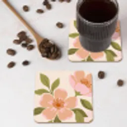 Grafisch - Bloemen - Roze onderzetter kurk middel -sfeer2