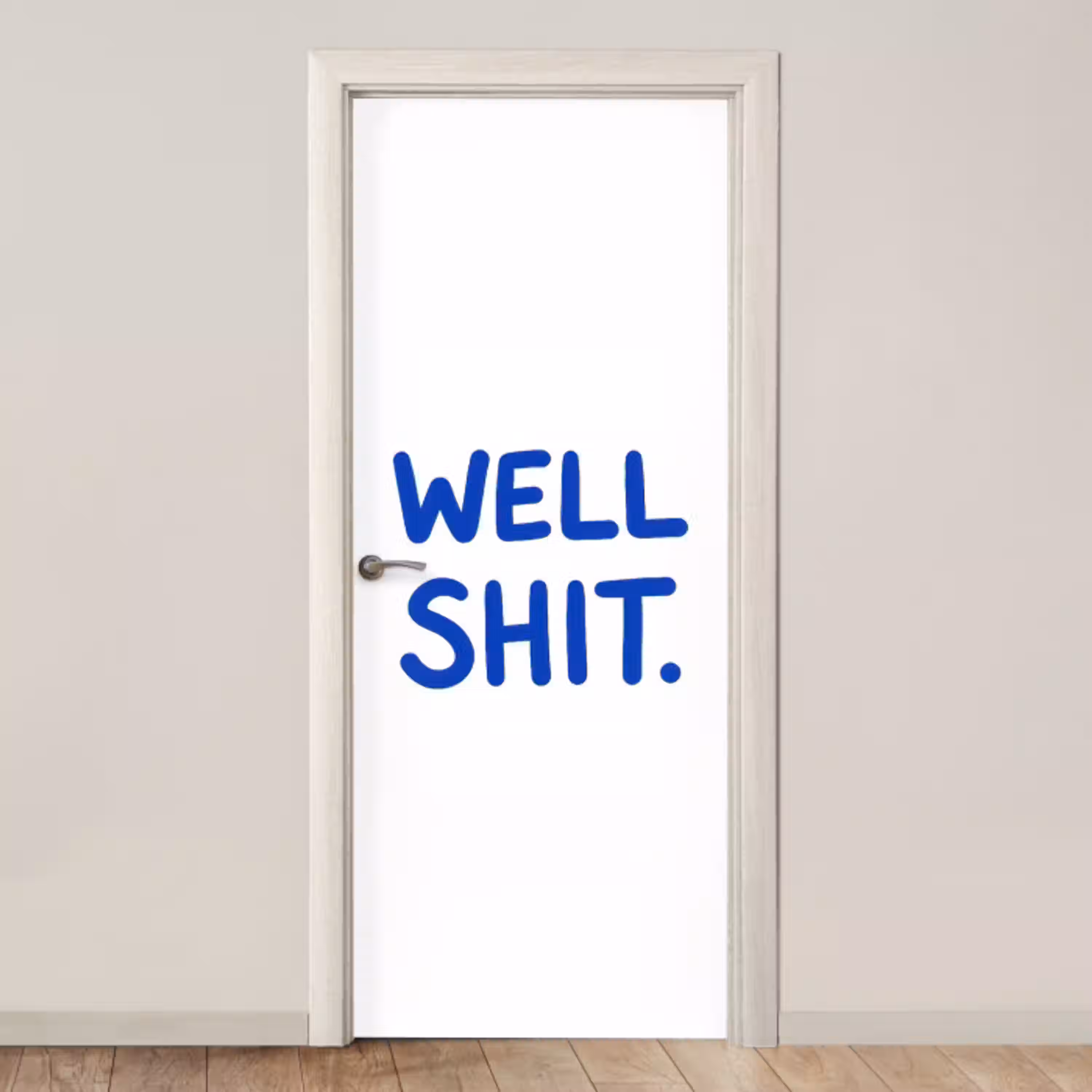 Blauw - Quote - Wit deurposter klein -3d_beige