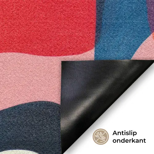 Vormen - Golvend - Abstract - Felroze Deurmat klein -antislip_NL