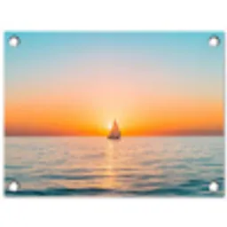 Zee - Zeilboot - Zonsondergang tuinposter los doek klein -3d