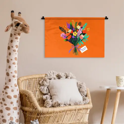 Kaartje - Boeket - Bloemen Wandkleed katoen klein -wsfeer5_kind