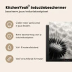 Paardenbloem - Zwart - Wit Inductie beschermer vinyl 3mm middel -sfeer2