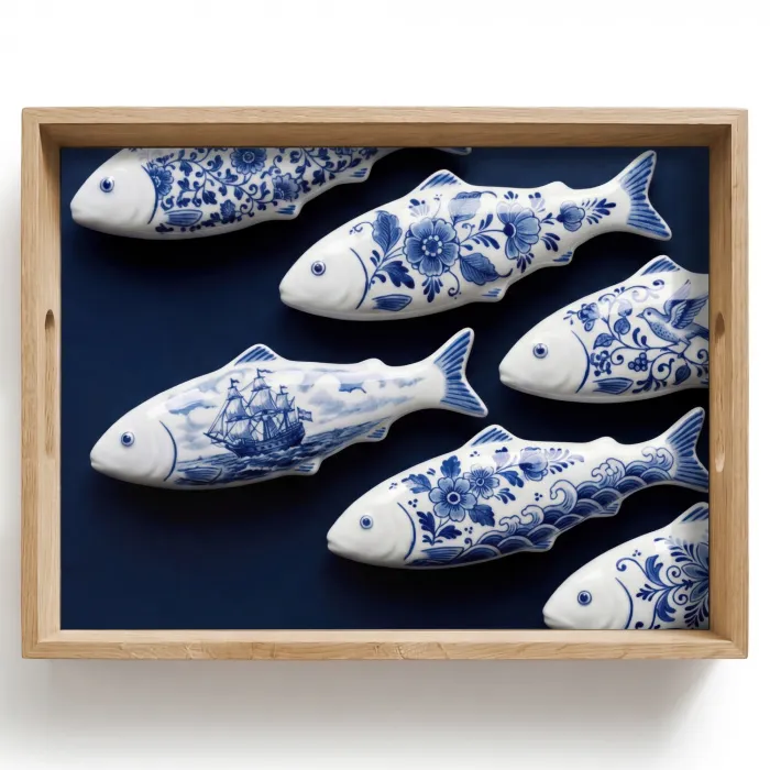 Vissen - Delfts - Blauw - Keramiek Dienblad Rechthoek middel -z3d_shopping