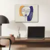 Minimalistisch - Gezicht - Hand - Oranje - Blauw PET vilt klein -sfeer5