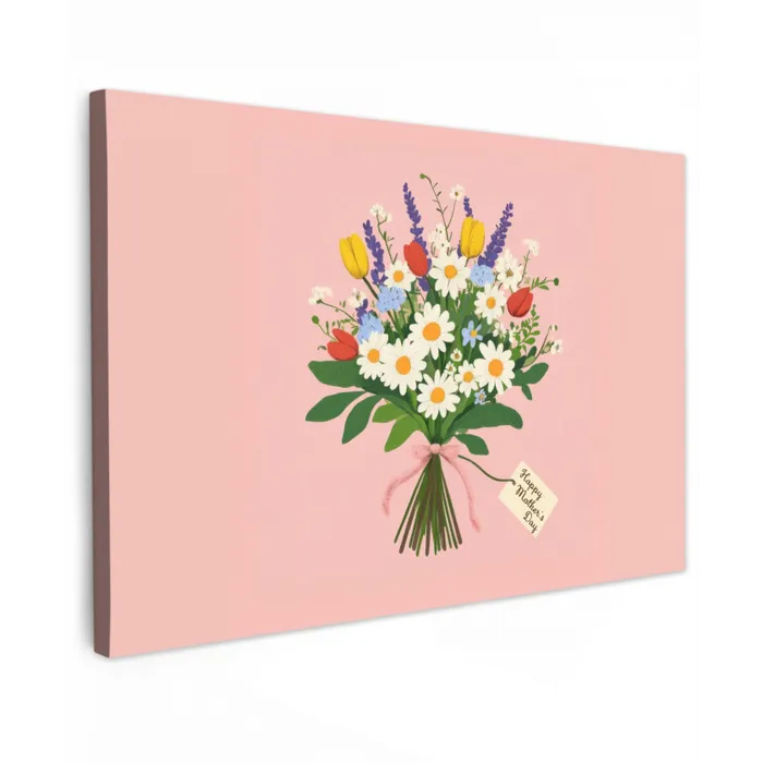 Bloemen - Lint - Kaartje Tuinposter op houten frame 2 cm dik klein -3d