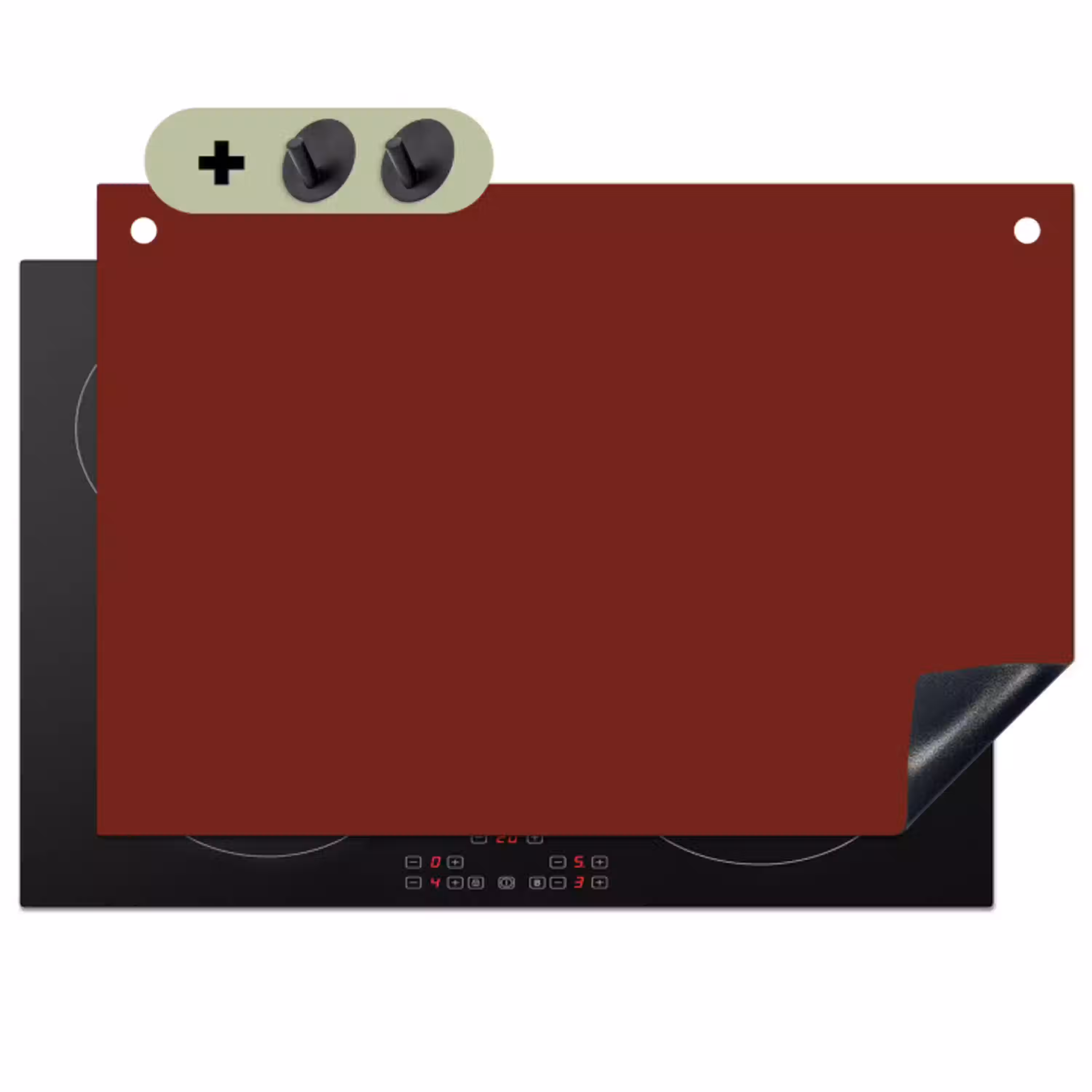 Rustic - Terracotta - Rood Inductie beschemer met haakjes klein 777 -3d