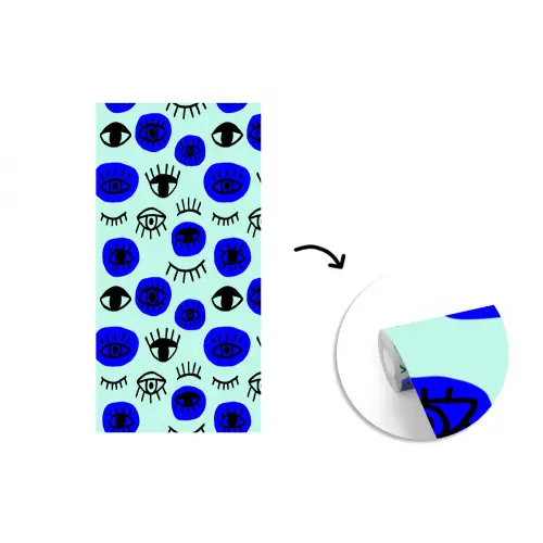 Patroon - Oog - Mint - Blauw fotobehang vinyl groot 64 -3d