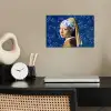 Meisje met de parel - Delfts blauw - Vermeer - Bloemen - Schilderij - Oude meesters poster papier klein -sfeer1