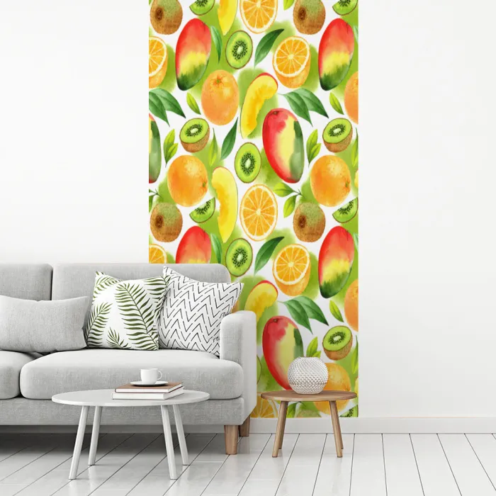 Kiwi - Sinasappel - Mango - Perzik fotobehang vinyl groot 64 -woonkamer