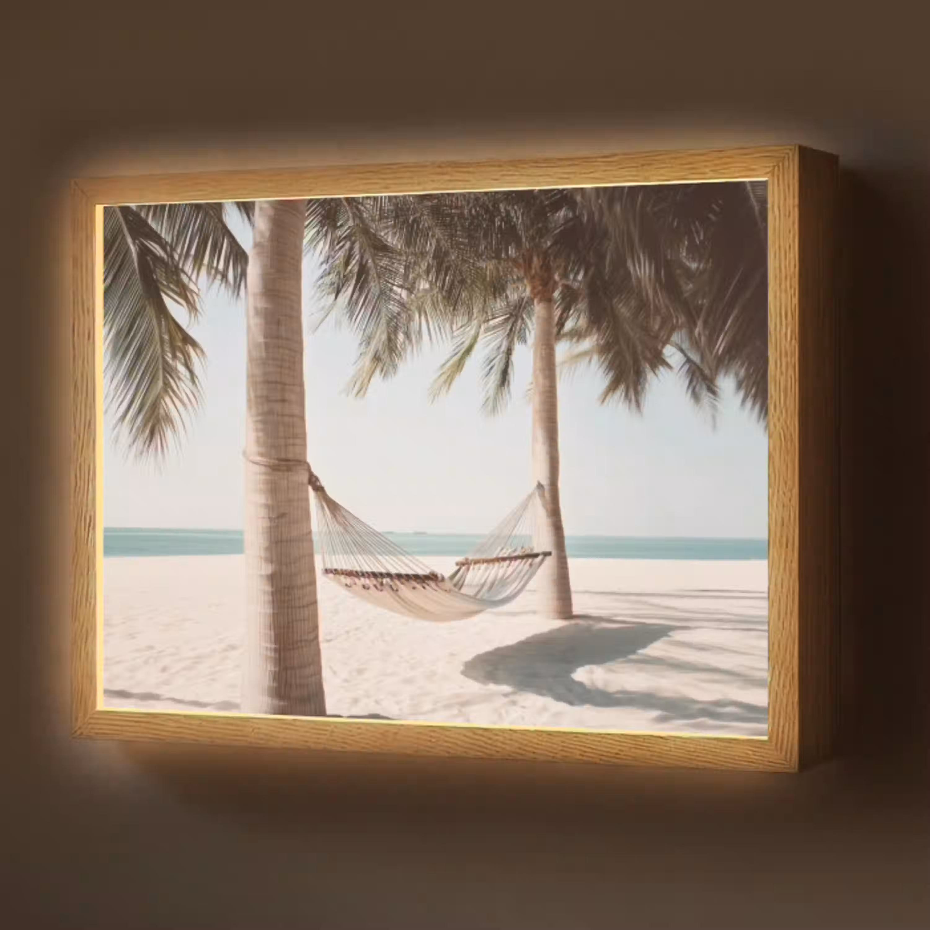 Hangmat - Palmbomen - Strand - Zee Light Box met batterij (Wandlamp) middel -z3d_website