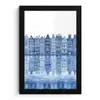 Aquarel - Grachtenpanden - Delfts - Blauw fotolijst zwart zonder passe partout klein -3d
