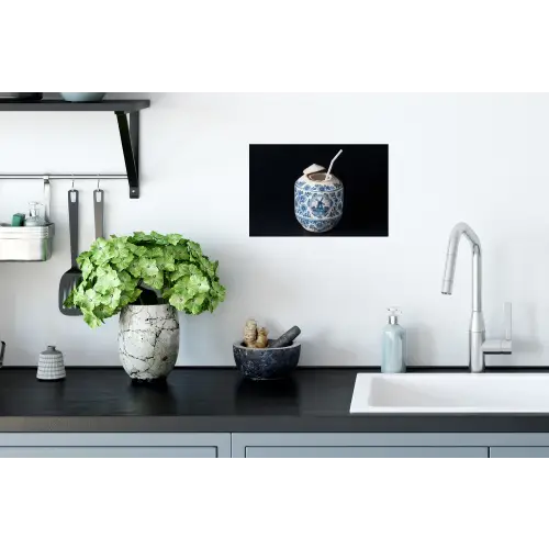 Kokosnoot - Eten - Delfts blauw - Drinken Muursticker klein -keuken