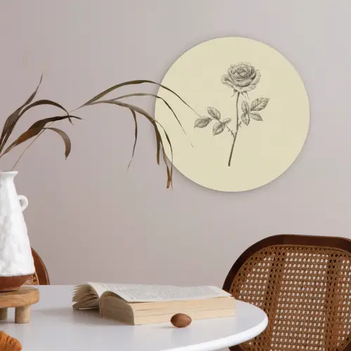 Illustratie - Zwart - Roos Akoestische PET Vilt - Rond klein -sfeer3