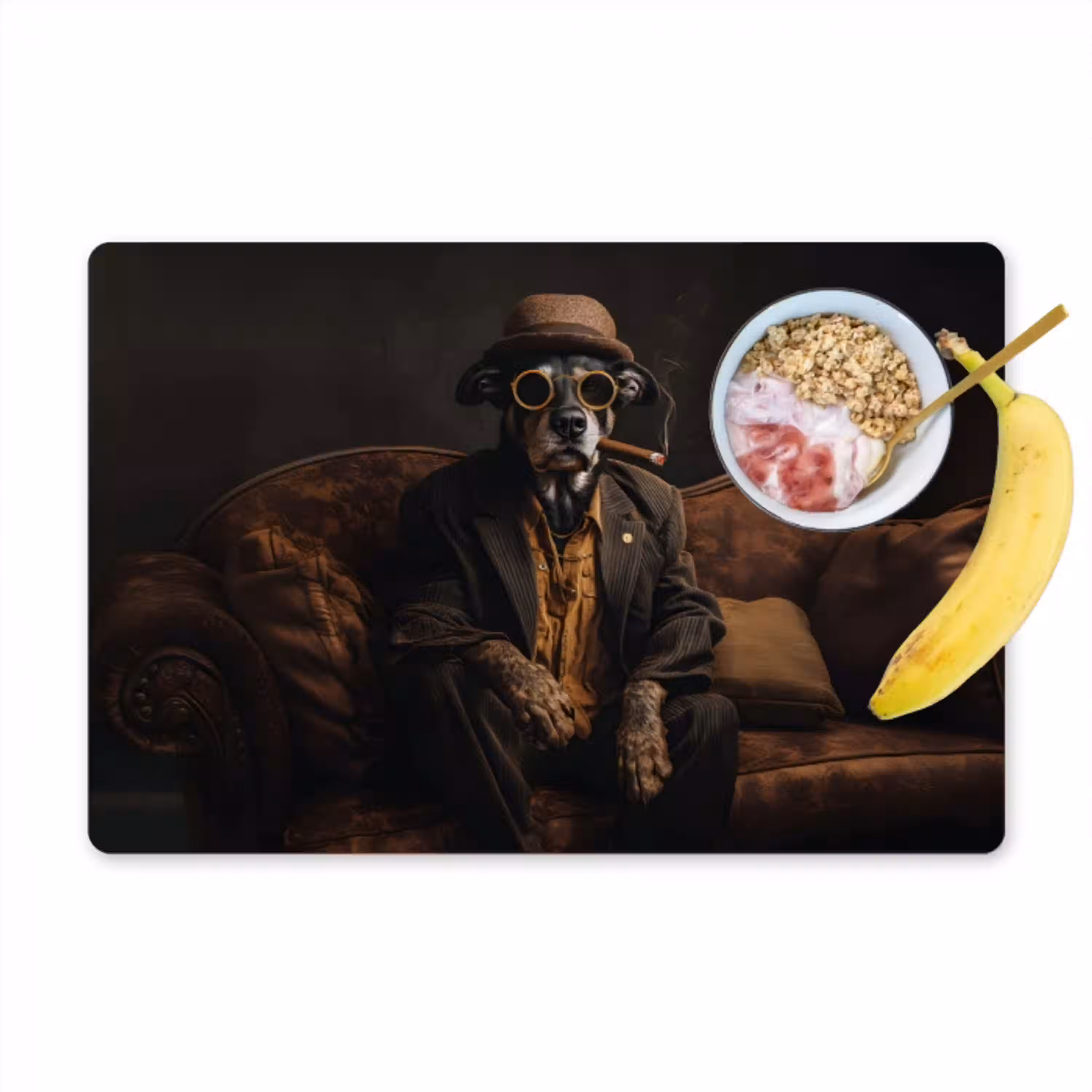 Hond - Sigaar - Hoed - Pak Placemat vinyl groot -zzzproduct_Kitchenyeah-website