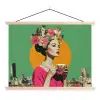 Retro - Vrouw - Stad - Zon textielposter latten blank klein -3d