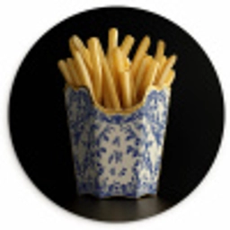 Friet - Porselein - Delfts blauw - Eten Wandcirkel plexiglas klein -3d