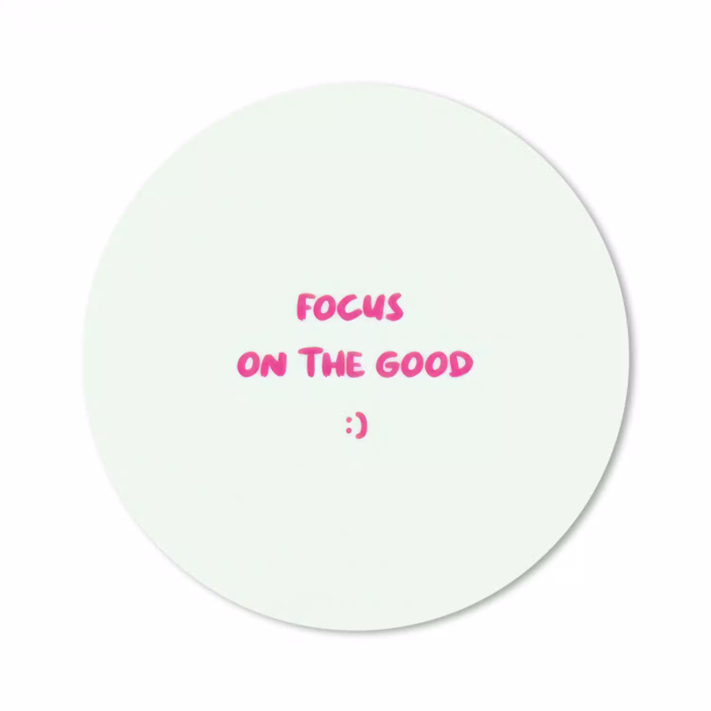 Focus - Beige - Roze - Smiley Muismat rond klein -3d