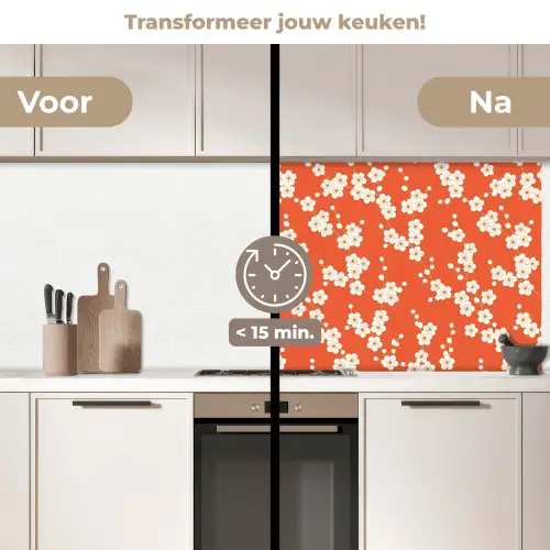 Sakura - Bloemen - Patroon - Japan keuken achterwand 2 middel 871 -voor-na2_NL