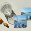 Strand - Schild - Water - Blauw onderzetter kurk middel -sfeer4