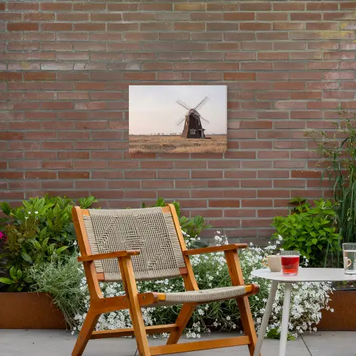 Windmolens - Landschap - Veld Tuinposter op houten frame 2 cm dik klein -sfeer3