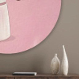 Roze - Mokkapot - Illustratie - Koffie Akoestische PET Vilt - Rond klein -sfeer5_closeup