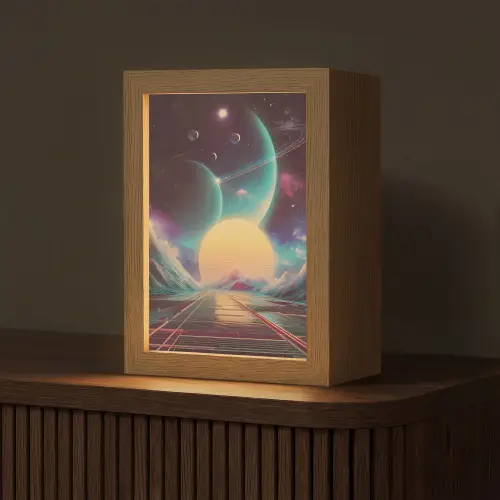 Planeten - Neon - Berglandschap - Zon Light Box met kabel (Tafellamp) klein -z3d_website