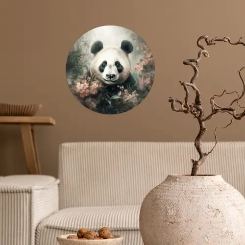 Panda - Dieren - Bloemen - Planten Wandcirkel behangsticker klein -sfeer1