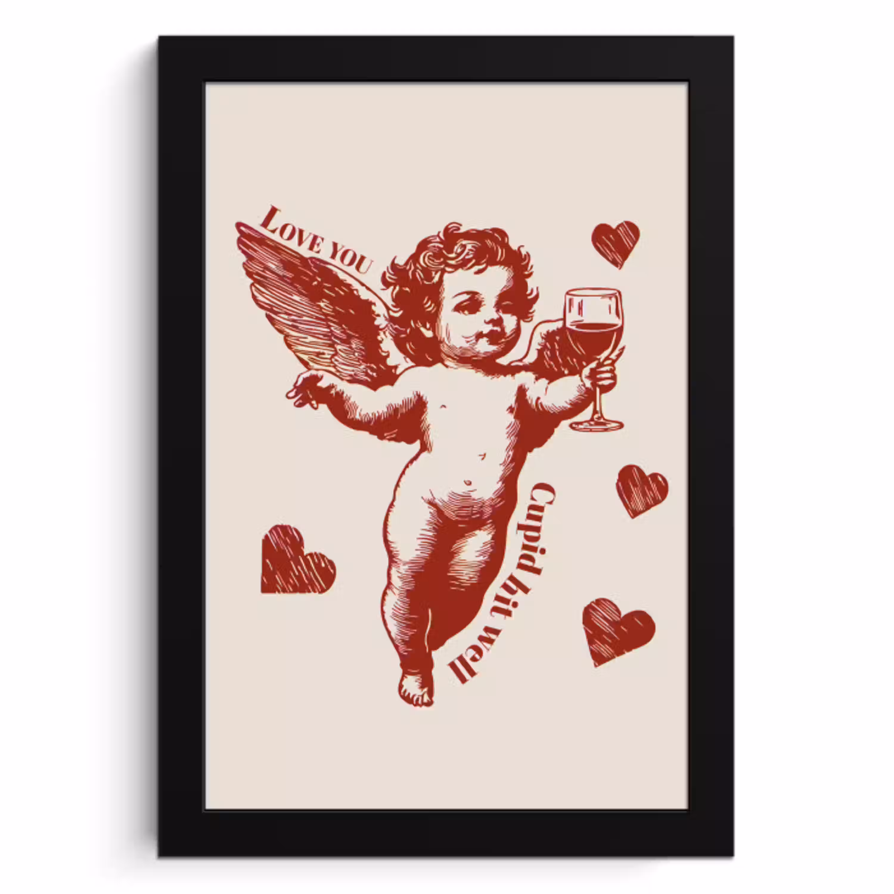Cupido - Hartjes - Rood - Klassiek KitchenYeah - Keuken - Fotolijst klein -3d
