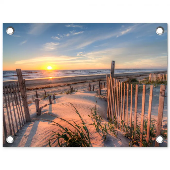 Strand - Zee - Duin - Zonsondergang - Landschap tuinposter los doek klein -3d