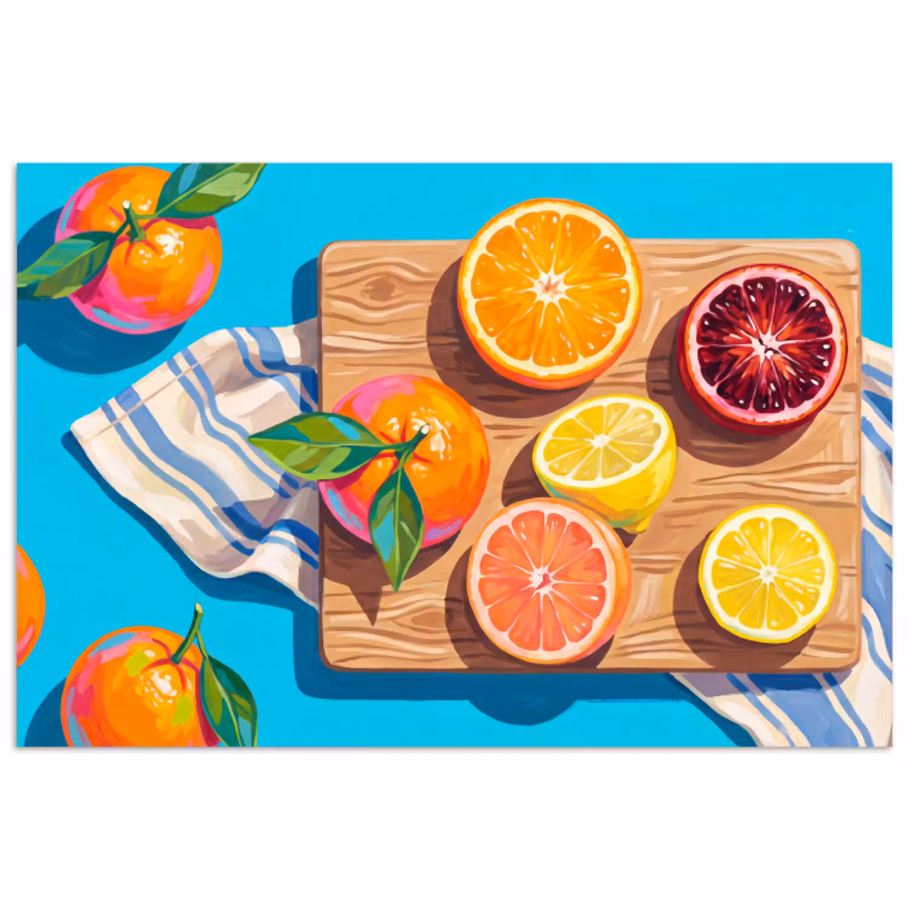 Fruit - Snijplank - Blauw poster papier klein -3d