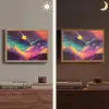 Sterren - Bergen - Kleurrijk Light Box met batterij (Wandlamp) middel -sfeer3