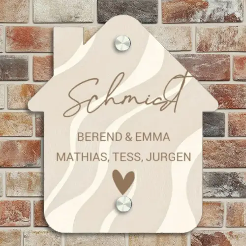 Beige golven - Sierlijk Naambord Huisje klein -sfeer6