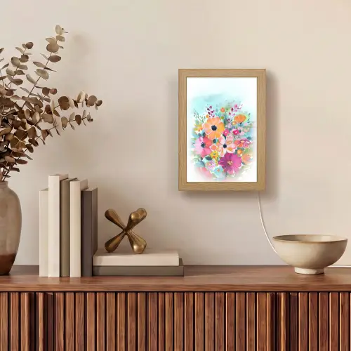 Bloemen - Kleuren - Boeket - Natuur Light Box met kabel (Tafellamp) klein -sfeer2