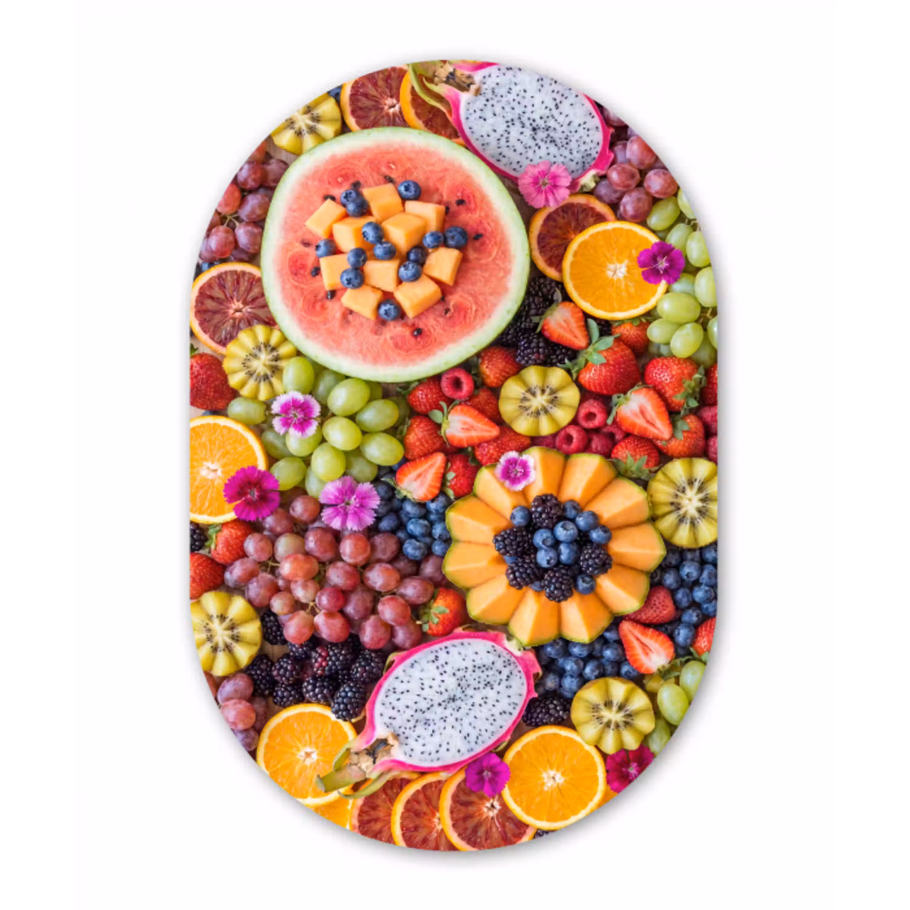 Fruit - Vers - Variatie - Eten - Kleurrijk Wandcirkel Ovaal Aluminium middel -3d