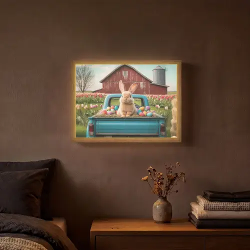 Konijn - Boerderij - Eieren Light Box met batterij (Wandlamp) middel -sfeer4