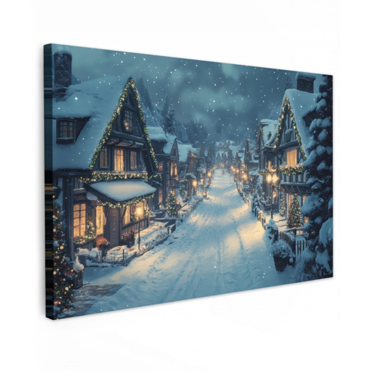 Kerstdorp - Kerst - Sneeuw - Winter canvas 2cm klein -z3d