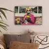 Vrouw - Kat - Bloemen - Kopje - Retro canvas 2cm klein -sfeer1