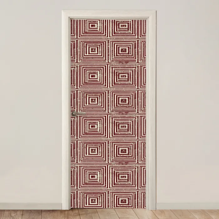 Geometrisch - Patroon - Rood deurposter klein 289 -3d_beige